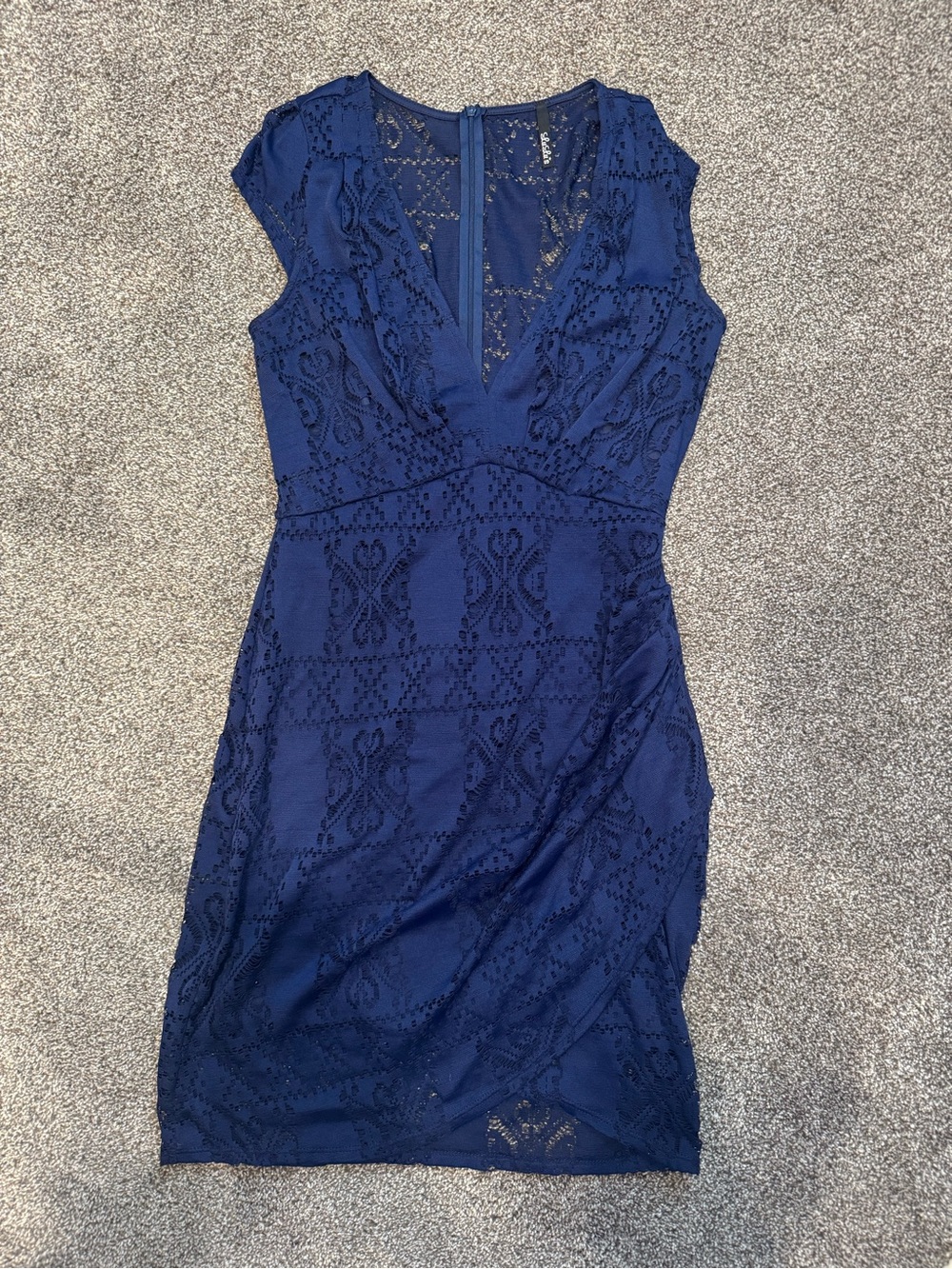 Lulu's Navy Lace V-Neck Midi Dress